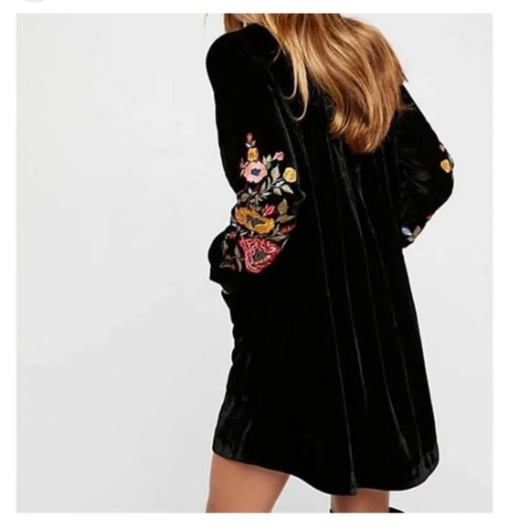 Free People Mia Embroidered Velvet Tunic Mini Dress - Picture 2 of 8